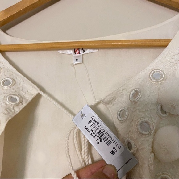 NEW Artisan Boho Tunic Top Mirror Pom Pom Work - M - Picture 5 of 6